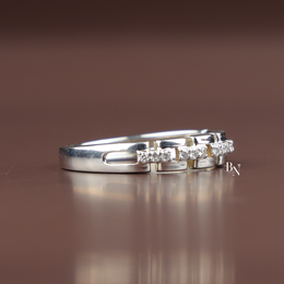 Lab Grown Diamond Unisex Band, Geometric Link Wedding Ring,0.25 ctw