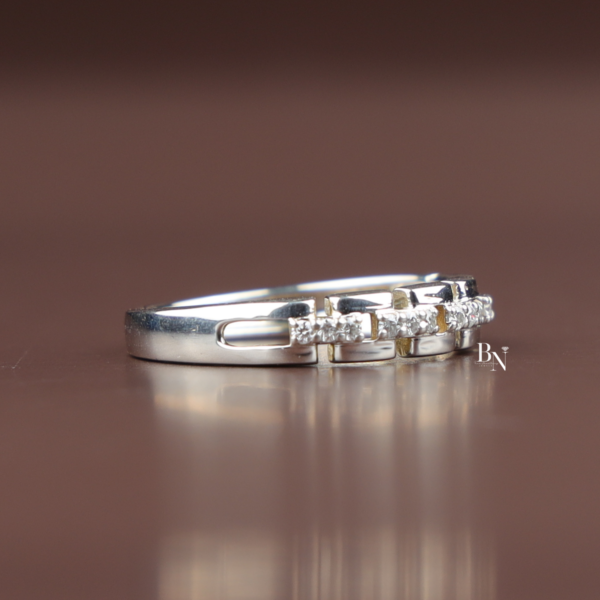 Lab Grown Diamond Unisex Band, Geometric Link Wedding Ring,0.25 ctw