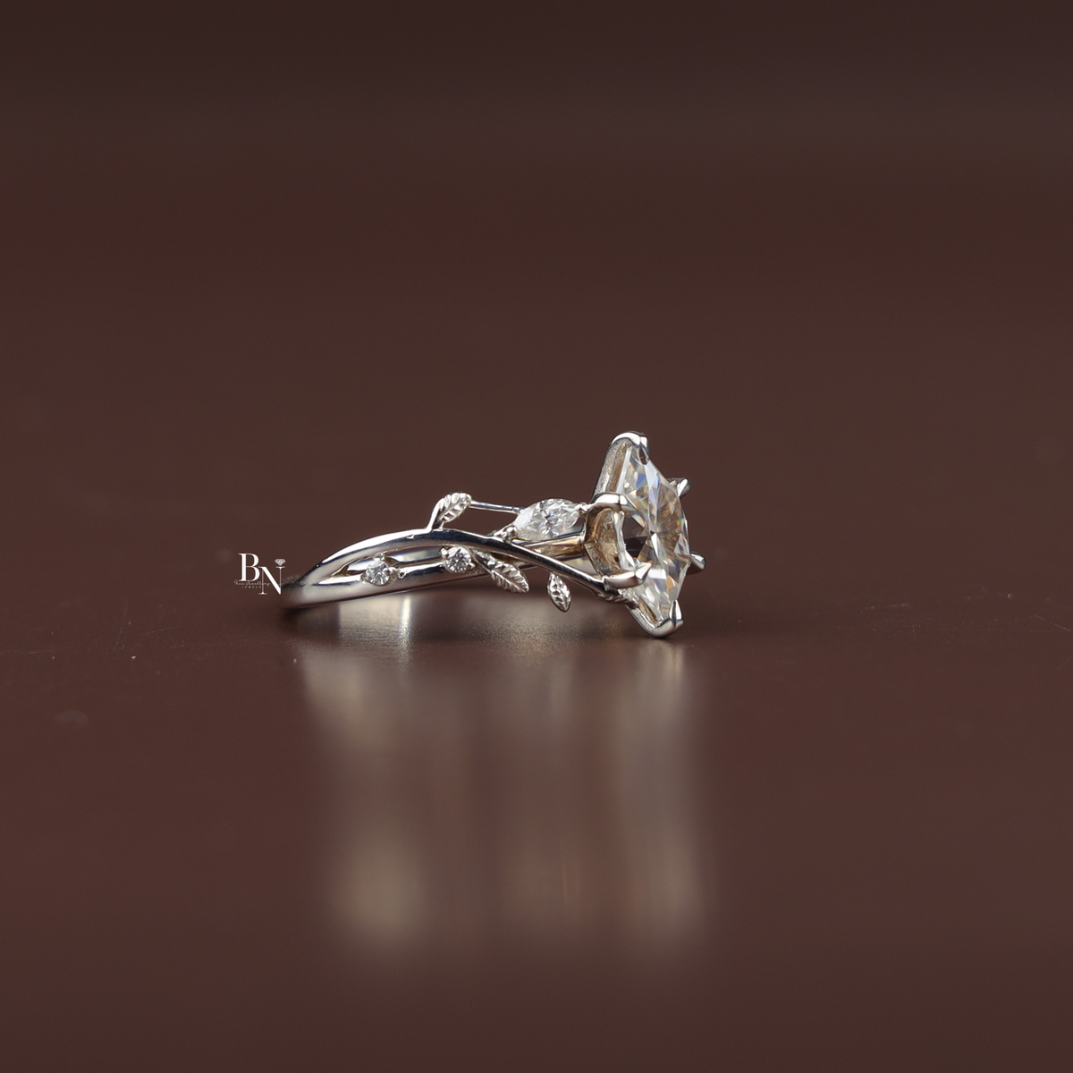 1 Carat Dutch Marquise Lab Grown Diamond Ring, Nature Inspired Vine Engagement Ring