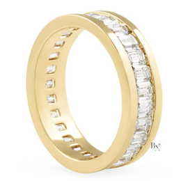 Mens Diamond Wedding Band, 3.90CT Emerald Cut Lab Grown Eternity Ring, 14K Gold Channel Set Band, 6.5mm Wide