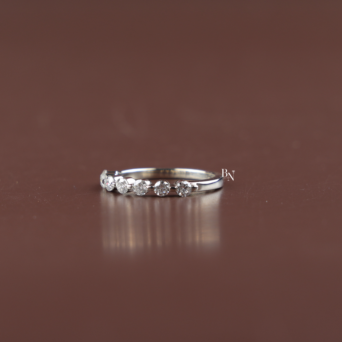 Lab Grown Diamond Wedding Band, 0.4 Ctw Round Stackable Ring, Dainty White Gold Band, Minimalist