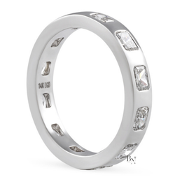 Radiant Cut Lab Diamond Band, 1.20 CTW Flush Set Wedding Ring, 14K Gold Bridal Stacking Ring