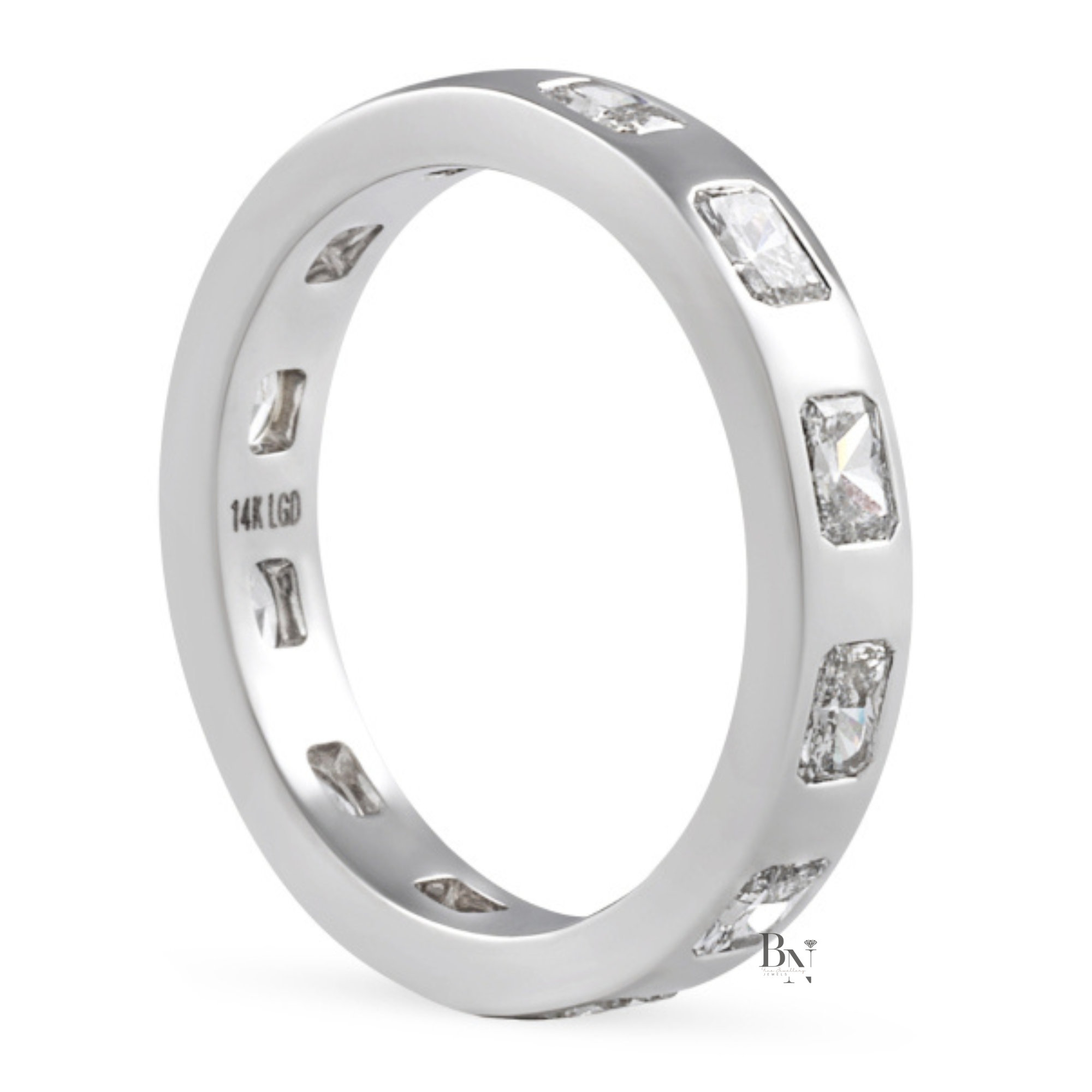 Radiant Cut Lab Diamond Band, 1.20 CTW Flush Set Wedding Ring, 14K Gold Bridal Stacking Ring