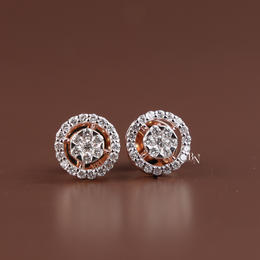 Lab Grown Diamond Stud Earrings, Round Cluster Halo Studs, Rose Gold Screw Back Earrings