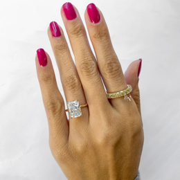 Fancy Yellow Radiant Cut Lab Diamond Eternity Band, Canary Diamond Low Profile Wedding Ring, 4.78 CTW