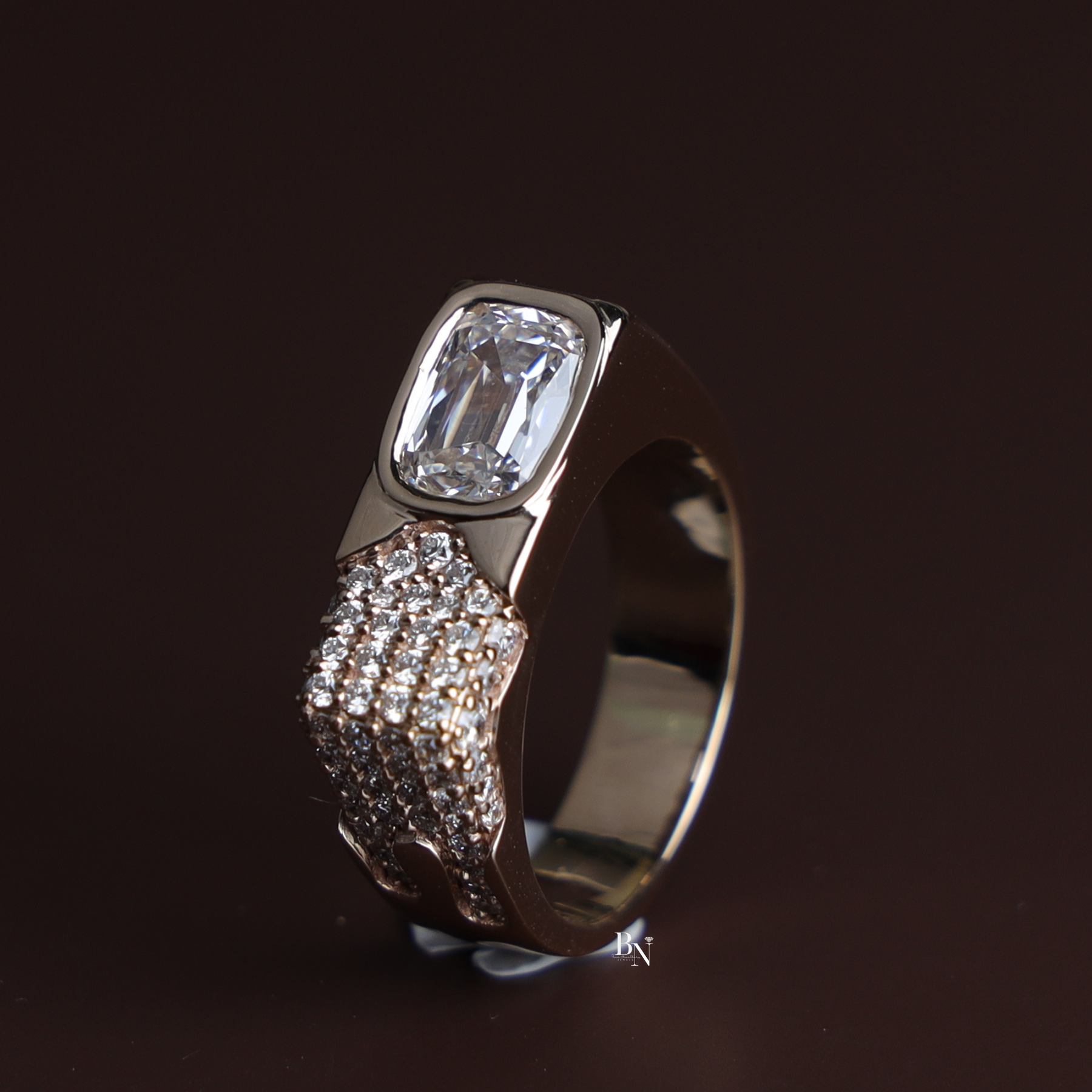 Mens Lab Grown Diamond Ring, Criss Cut Statement Ring, Gold Mens Ring, Hip Hop Luxury Jewelry