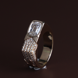 Mens Lab Grown Diamond Ring, Criss Cut Statement Ring, Gold Mens Ring, Hip Hop Luxury Jewelry