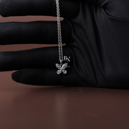 Lab Grown Diamond Butterfly Necklace, Marquise and Pear Cut Pendant, White Gold Tone Fine Jewelry