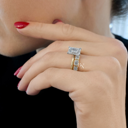 East West Radiant Cut Eternity Band, Lab Grown Diamond Bezel Wedding Ring, 14K Gold 2 Carat Stacking Ring