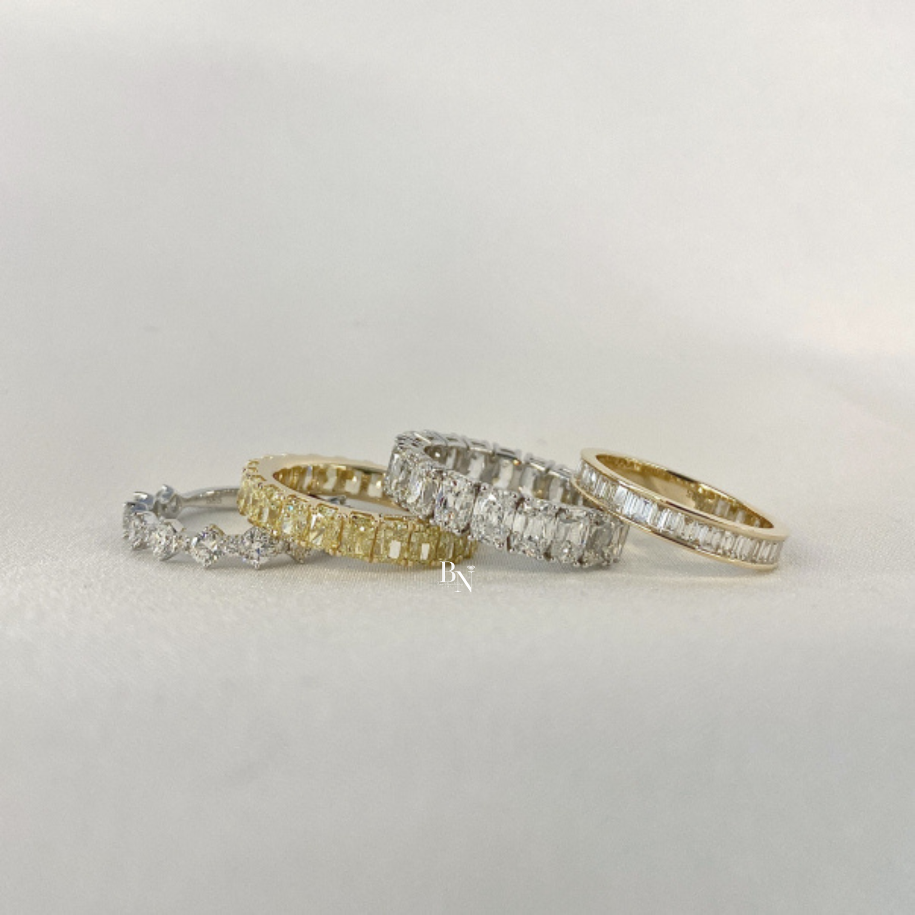 Fancy Yellow Radiant Cut Lab Diamond Eternity Band, Canary Diamond Low Profile Wedding Ring, 4.78 CTW