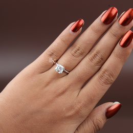 2ct Asscher Cut Engagement Ring, Lab Grown Diamond Solitaire, Tulip Basket Setting, Double Claw Prong