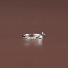 Open Lab-Grown Diamond Ring, Minimalist Stacking Gap Band, Delicate Pavé Diamond Ring