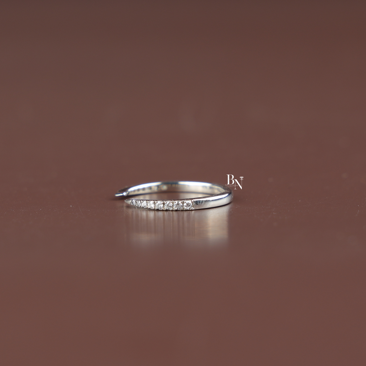 Open Lab-Grown Diamond Ring, Minimalist Stacking Gap Band, Delicate Pavé Diamond Ring