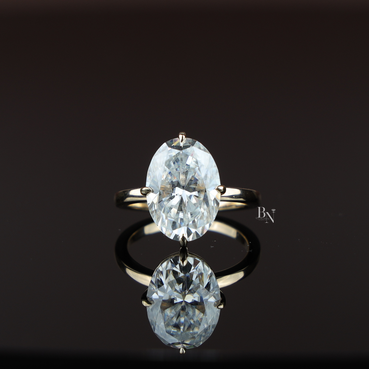 6 Carat Oval Cut Lab Grown Diamond Engagement Ring, Solitaire Gold Ring