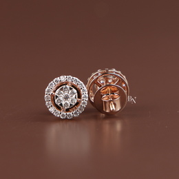 Lab Grown Diamond Stud Earrings, Round Cluster Halo Studs, Rose Gold Screw Back Earrings