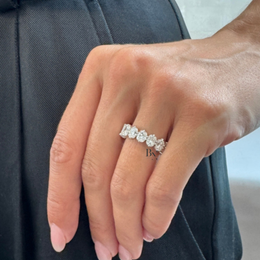 Elongated Cushion Lab Diamond Band, 4.60 CTW Compass Prong Eternity Ring, 14K Gold Bridal Stacking Ring