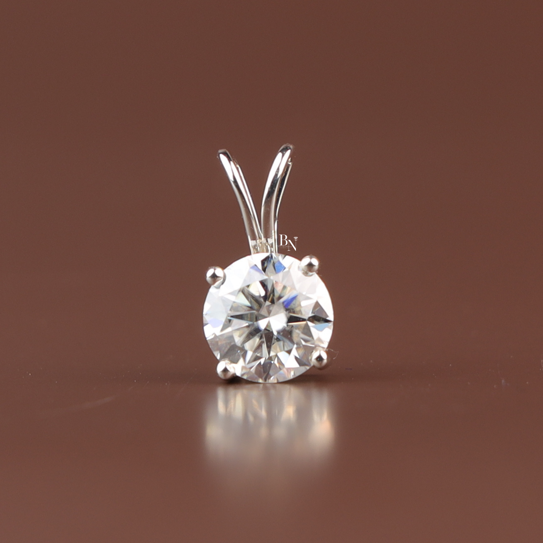 Lab Grown Diamond Pendant Necklace, 2 Carat Round Solitaire Necklace, Four Prong Diamond Charm