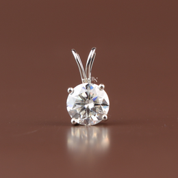 Lab Grown Diamond Pendant Necklace, 2 Carat Round Solitaire Necklace, Four Prong Diamond Charm