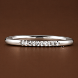 0.15CTW Lab Diamond Partial Pave Band, Minimalist 1.8mm Wedding Ring, Dainty Gold Stacking Ring