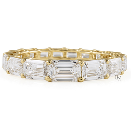 2.80ct East West Emerald Cut Eternity Band, Graduated Lab Diamond Wedding Ring, 14K Gold