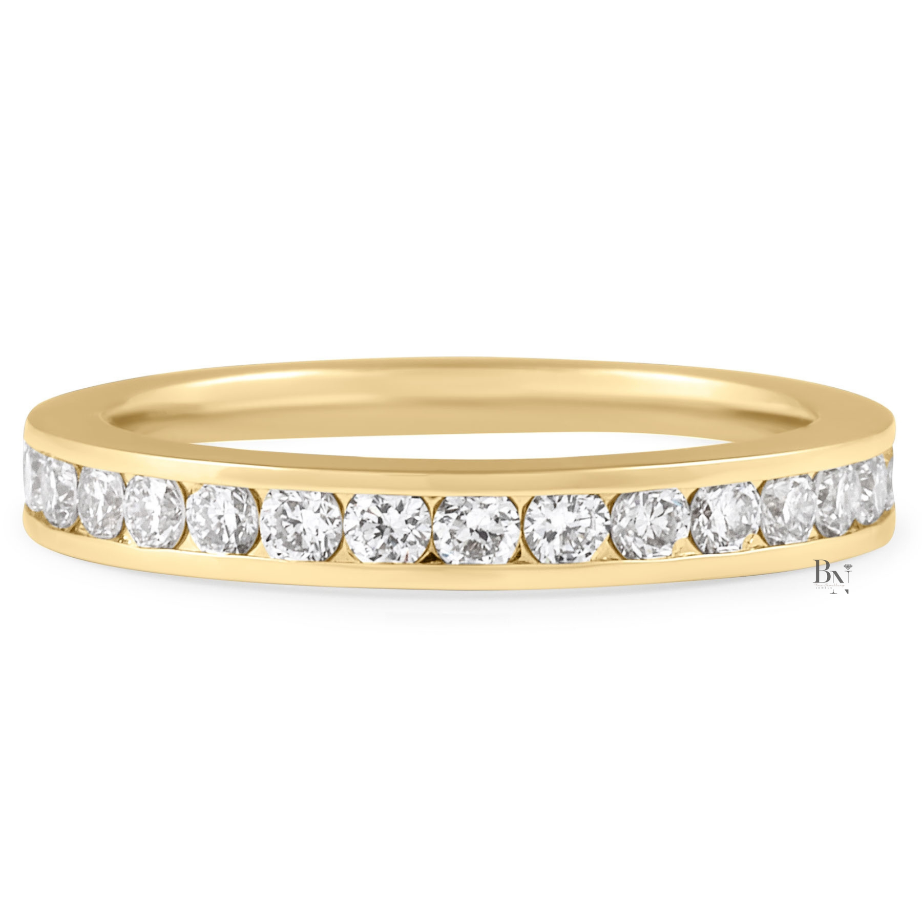 0.95ct Channel Set Lab Diamond Eternity Band, 14K Gold Round Brilliant Wedding Ring, 2.9mm