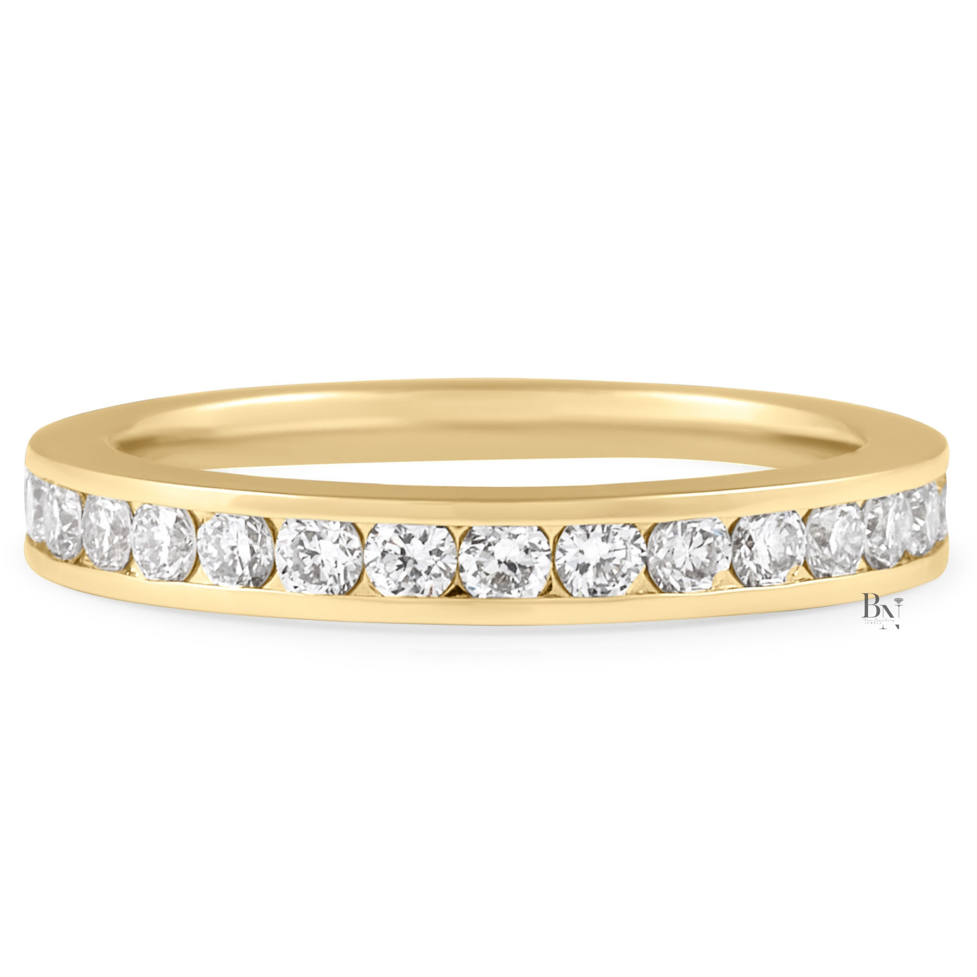 0.95ct Channel Set Lab Diamond Eternity Band, 14K Gold Round Brilliant Wedding Ring, 2.9mm