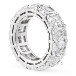 14.50ct Radiant Cut Eternity Band, Lab Grown Diamond Wedding Ring, 7.6mm Wide Chunky Statement