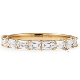 Criss Cut Lab Diamond Band, Shared Prong Wedding Ring, Gold Bridal Stacking Ring