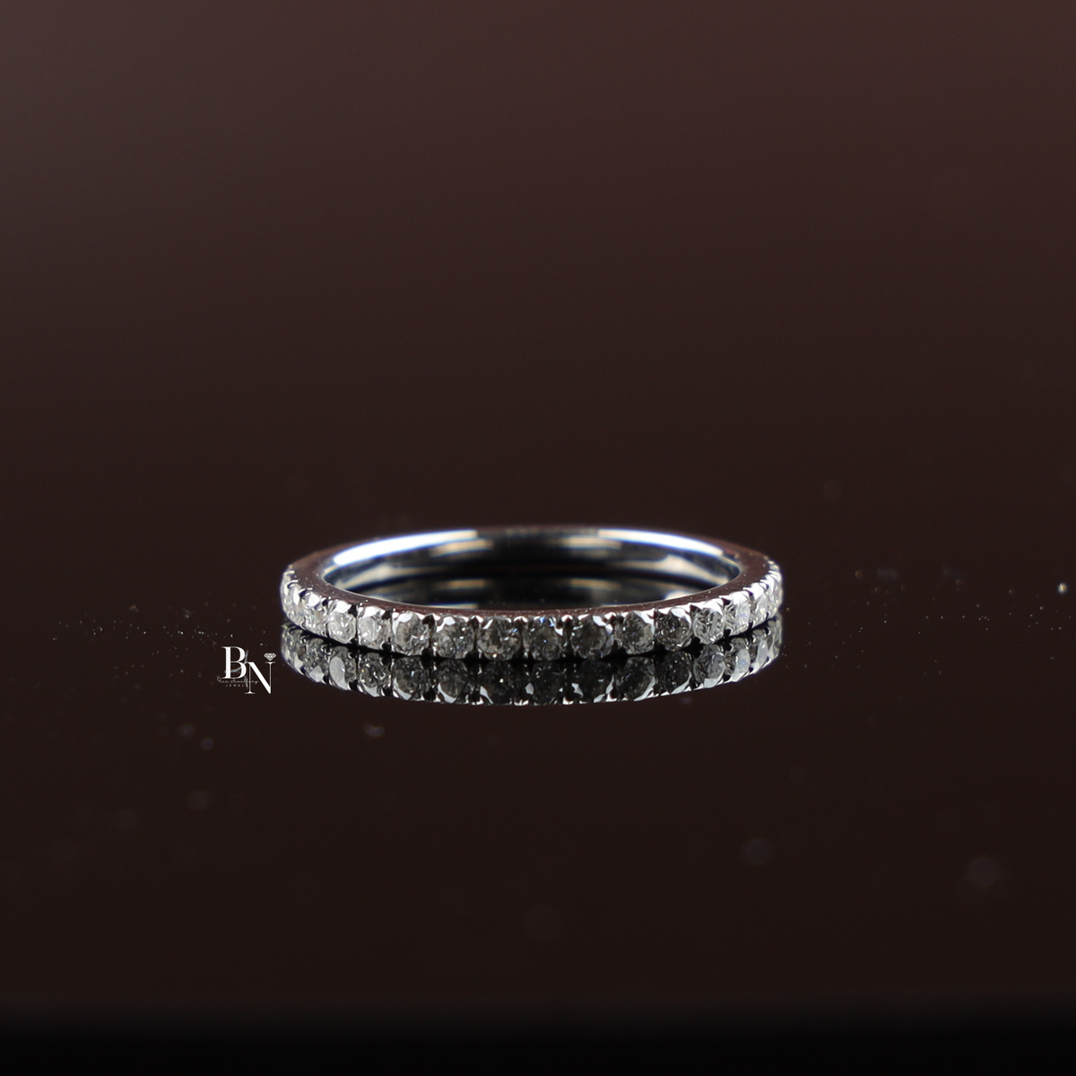 0.40ct Lab Grown Diamond Band, Round Cut Half Eternity Wedding Ring, Dainty Stackable Anniversary Ring