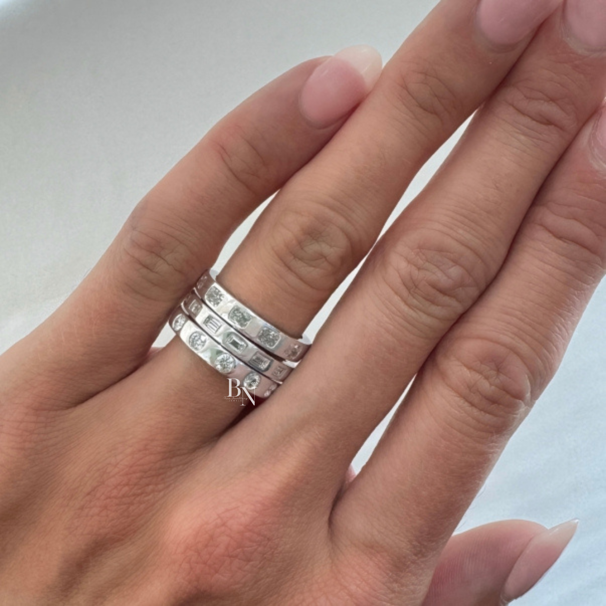 Radiant Cut Lab Diamond Band, 1.20 CTW Flush Set Wedding Ring, 14K Gold Bridal Stacking Ring
