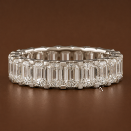 Emerald Cut Lab Diamond Full Eternity Band, 3.90 CTW U-Shape Wedding Ring, 14K Solid Gold
