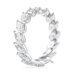 Marquise Lab Diamond Eternity Band, 3.40 CTW Slanted Wedding Ring, 5.1mm White Gold Anniversary Band