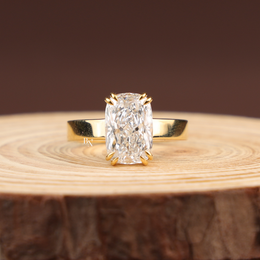 3ct Elongated Cushion Cut Lab Grown Diamond Engagement Ring, Modern Thick Band Solitaire Ring
