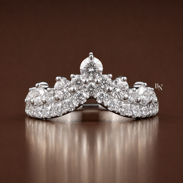 Stacking Band Lab Grown Diamond Curved , 1 CTW V Shaped Chevron Nesting Ring, Crown Tiara Wedding Band