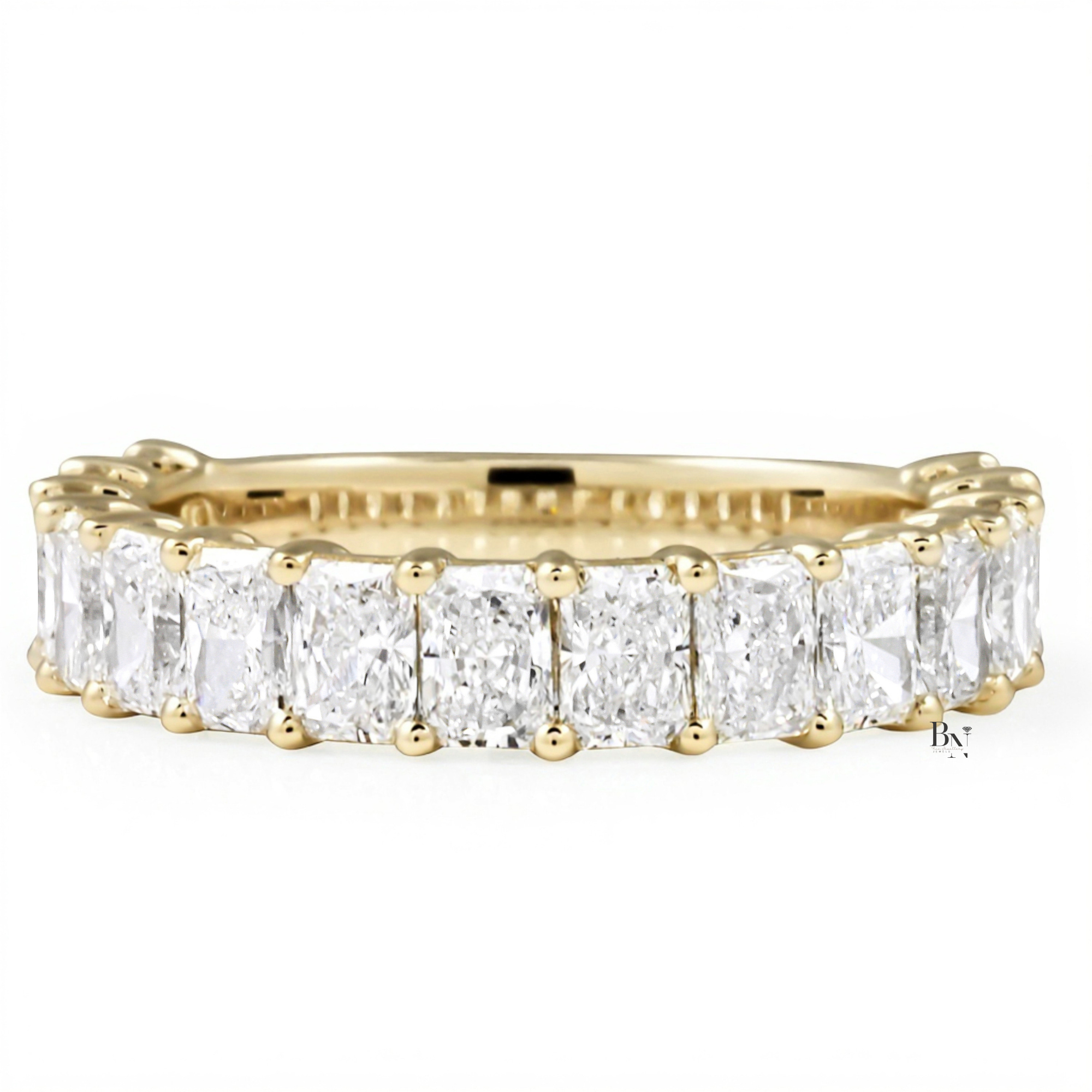 Radiant Cut Lab Diamond Wedding Band, 3/4 Eternity Anniversary Ring, 2.24 CTW Shared Prong