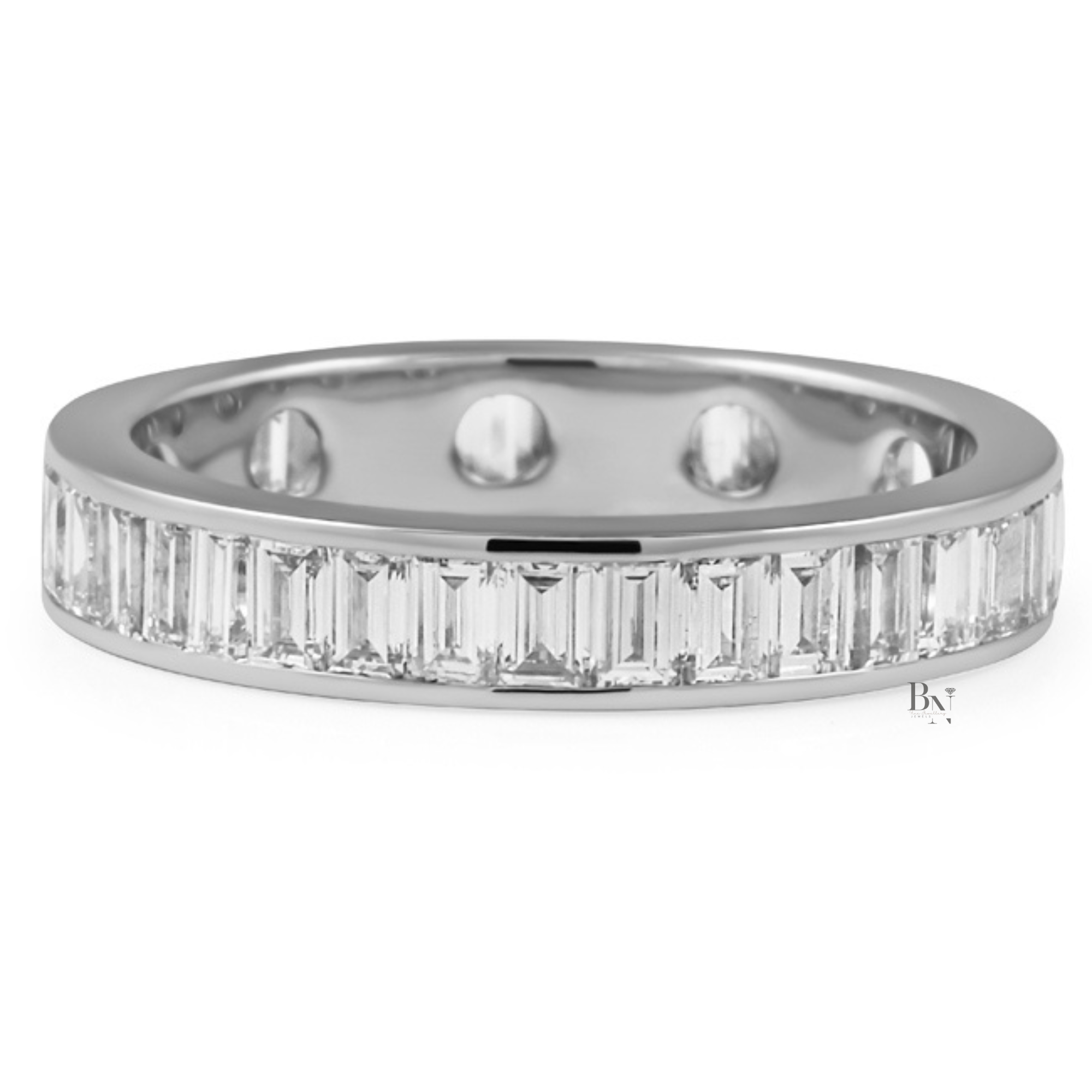 Baguette Cut Lab Diamond Band, 1.80 CTW Channel Set Eternity Ring, 14K Gold Bridal Stacking Ring