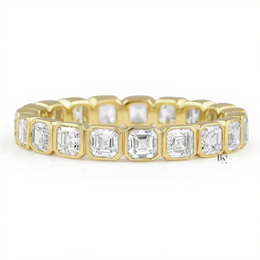 Asscher Cut Lab Diamond Eternity Band, Bezel Set Wedding Ring, 1.90 CTW Art Deco Anniversary Band