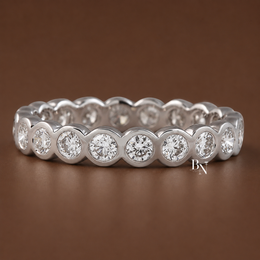 Bezel Set Lab Diamond Eternity Band, Full Round Cut Wedding Ring, 1.15CTW 3.4mm Modern Stacking Band