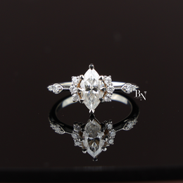 1.1ct Marquise Lab Grown Diamond Engagement Ring, Vintage Inspired Cluster Ring, Milgrain Diamond Ring