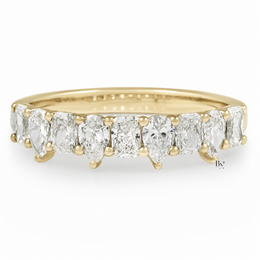 Alternating Pear and Radiant Lab Diamond Wedding Band, 0.90 CTW Half Eternity Ring, Dainty Stackable
