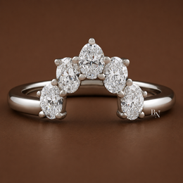 Oval Lab Diamond Tiara Band, 0.65 CTW Curved Wedding Ring, 14K Gold Stacking Ring