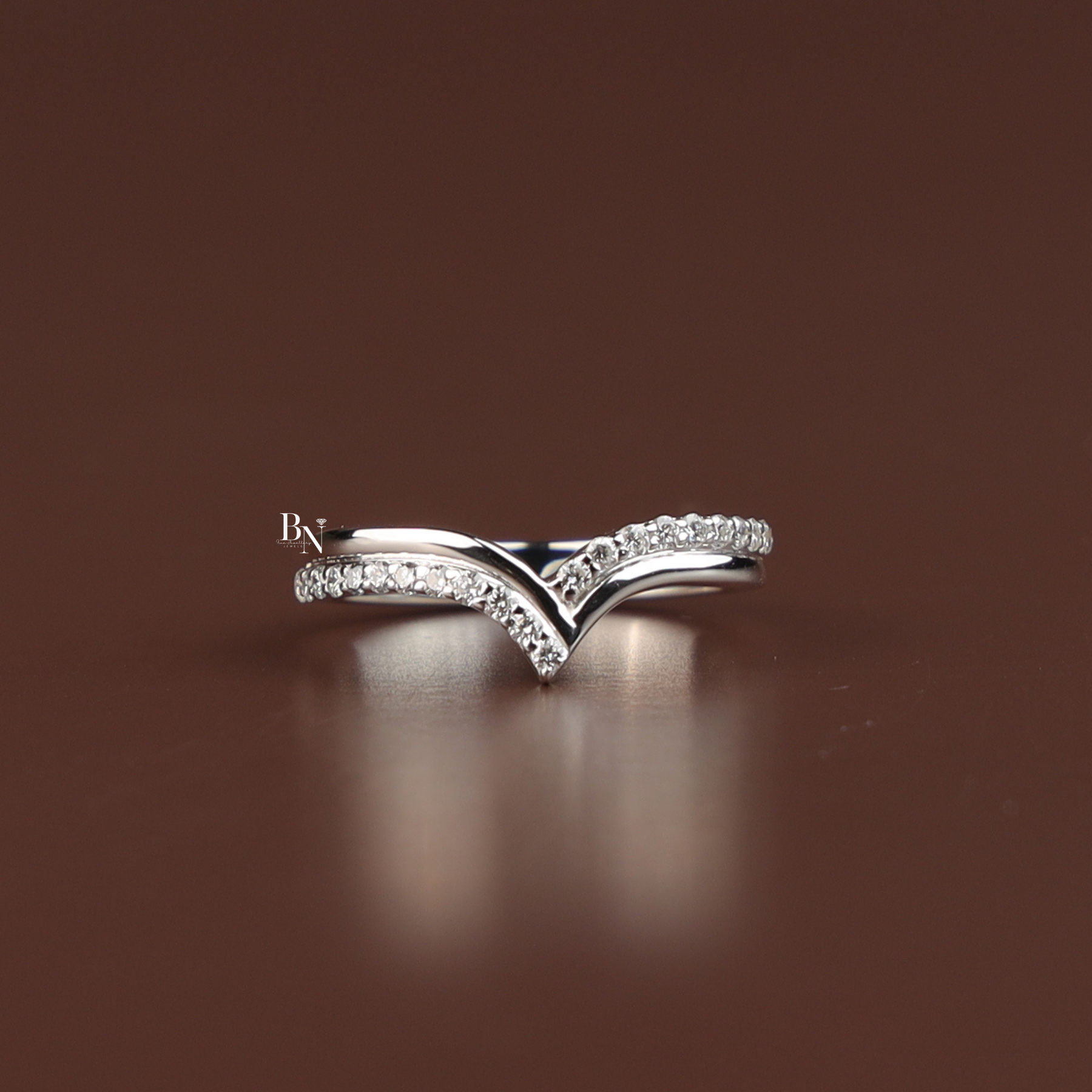 V Curved Lab Grown Diamond Wedding Band, 0.25ct V Shaped Contour Ring