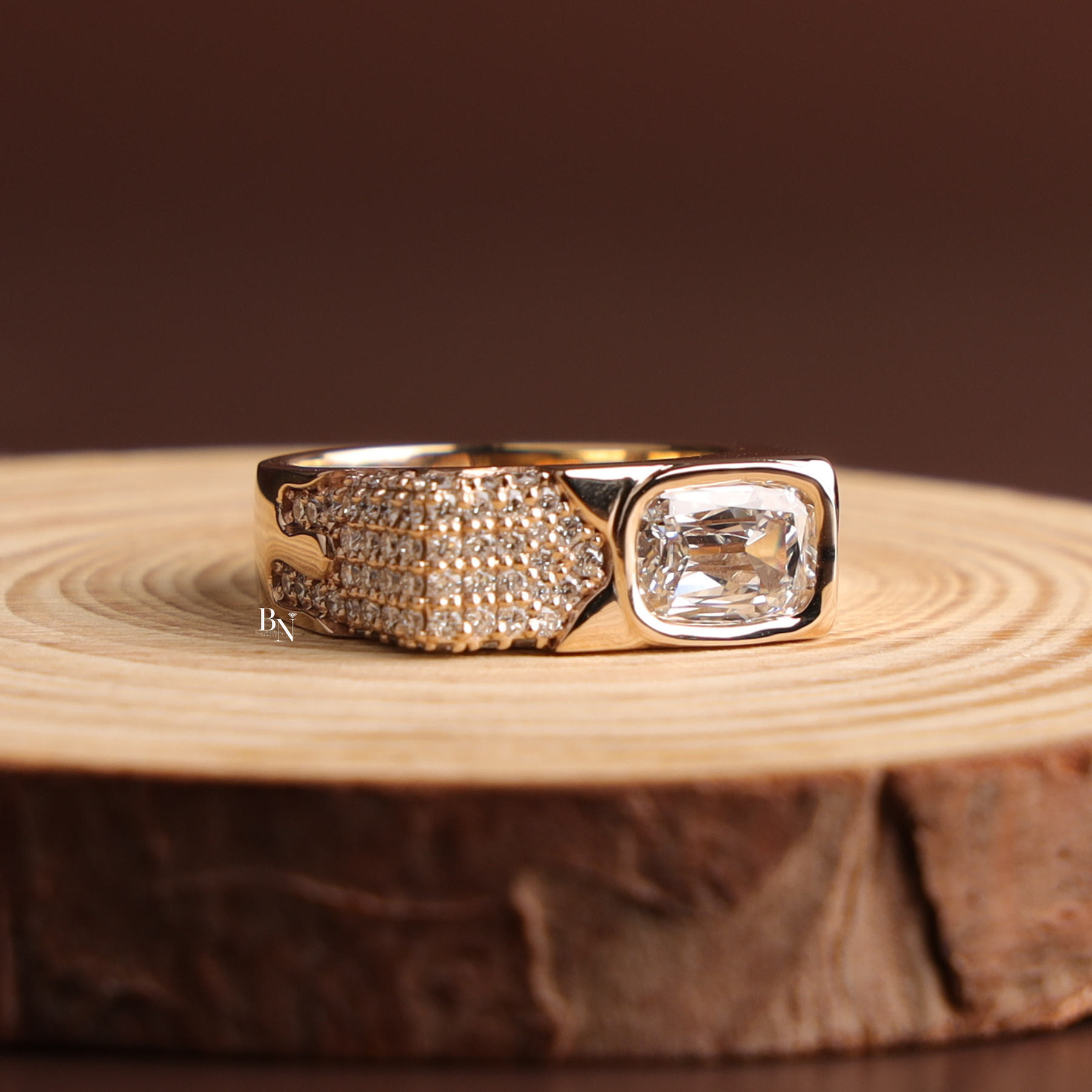 Mens Lab Grown Diamond Ring, Criss Cut Statement Ring, Gold Mens Ring, Hip Hop Luxury Jewelry