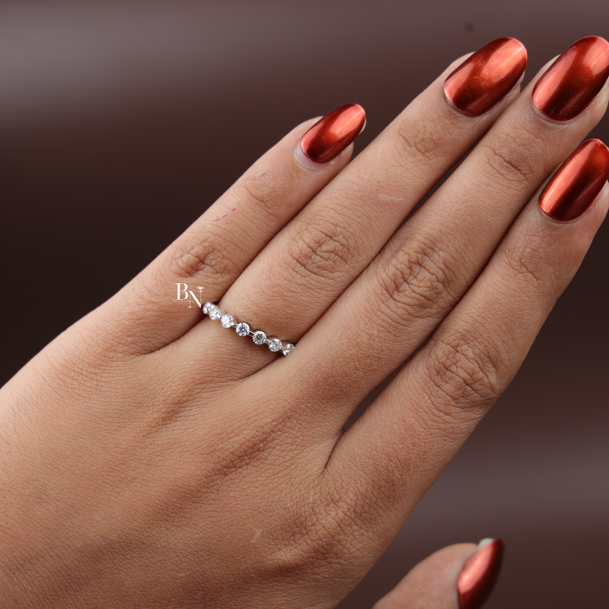 Lab Grown Diamond Wedding Band, 0.4 Ctw Round Stackable Ring, Dainty White Gold Band, Minimalist