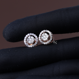 Lab Grown Diamond Stud Earrings, Round Cluster Halo Studs, Rose Gold Screw Back Earrings