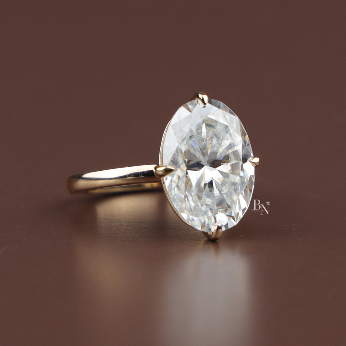 6 Carat Oval Cut Lab Grown Diamond Engagement Ring, Solitaire Gold Ring
