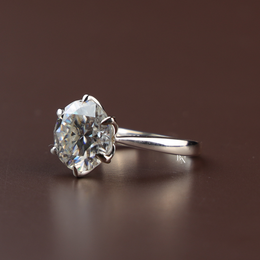 Round Cut Lab Grown Diamond Engagement Ring, 4 Carat Solitaire Ring, Six Prong White Gold Ring
