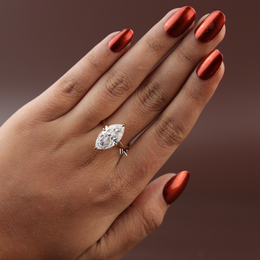 6ct Marquise Cut Lab Grown Diamond Engagement Ring, Modern Slim Band Solitaire Ring, Yellow Gold