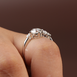 Cluster Ring, Lab Grown Diamond Ring, Asymmetrical Ring, White Gold Statement Ring, Unique Ring
