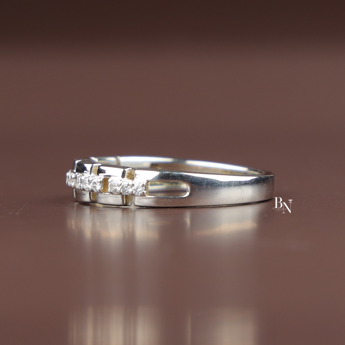 Lab Grown Diamond Unisex Band, Geometric Link Wedding Ring,0.25 ctw